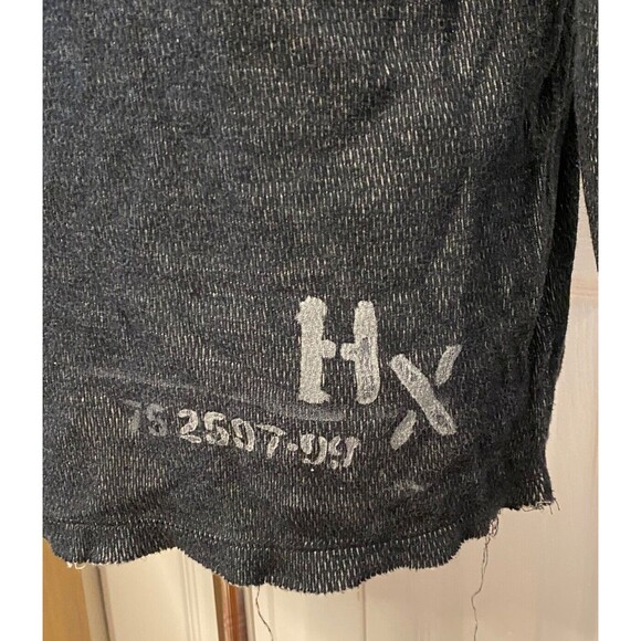 HELIX Men's M Thermal Shirt Gray Black Raw Hems Grunge Y2K Goth Skater MMA Crew - Picture 6 of 7